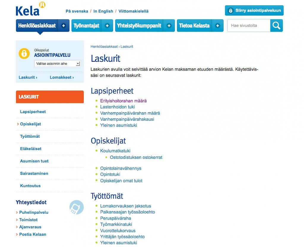 Kelan laskurit löytyvät nyt myös Potilaan Lääkärilehden kautta