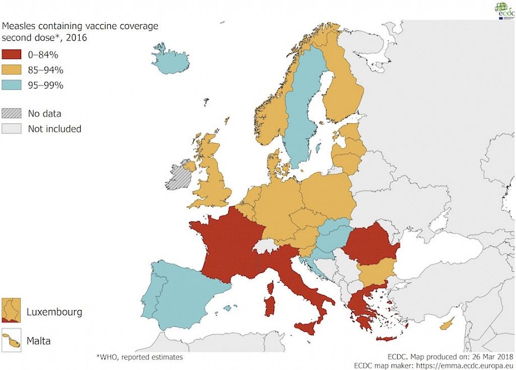 Euroopan komissio: Tuhkarokkorokotuksen kattavuus 95 prosenttiin